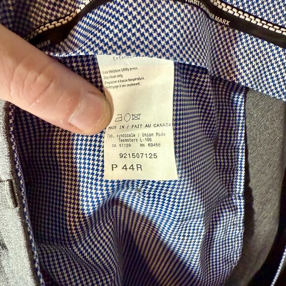 Hart Schaffner Marx Men's 44 Regular 44R Gray 100% Wool Chicago Fit Dress Pants - Picture 4 of 8